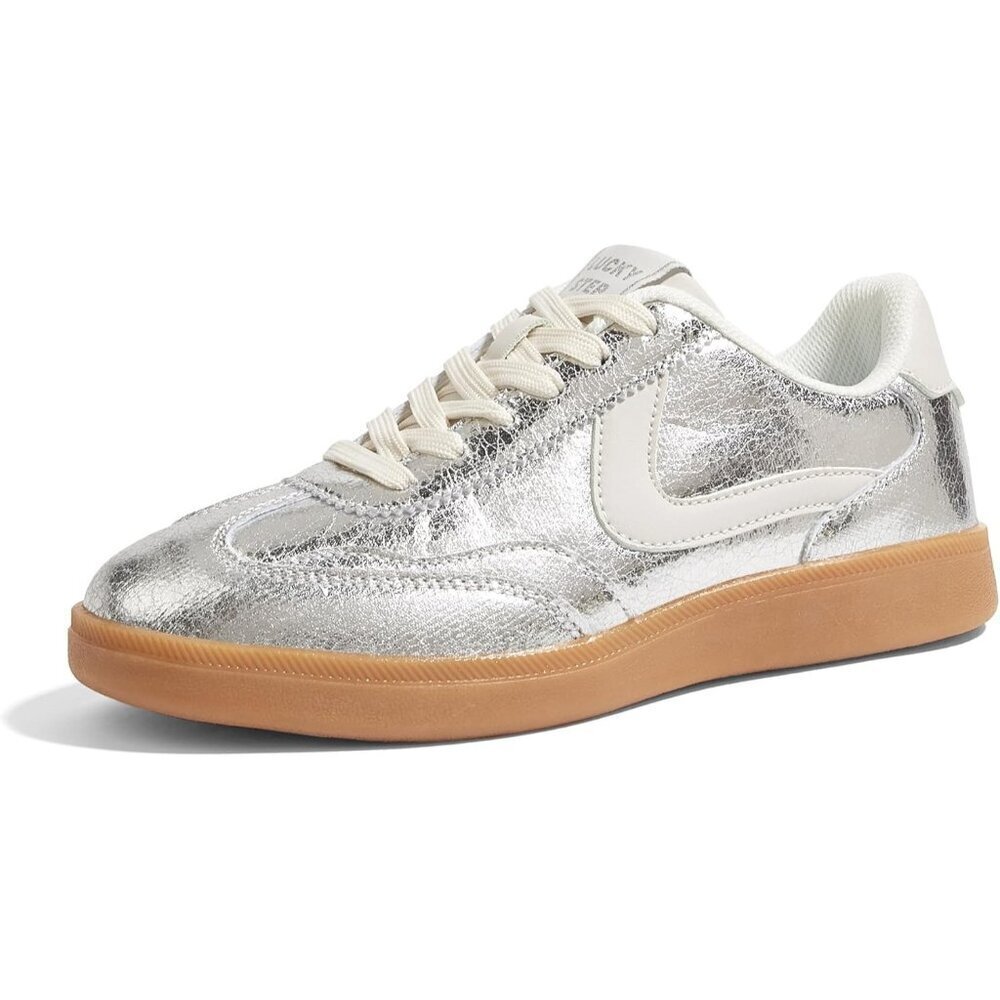 🆕Women's Silver Retro Fashion Sneakers Casual Walking Comfort Skate Shoes